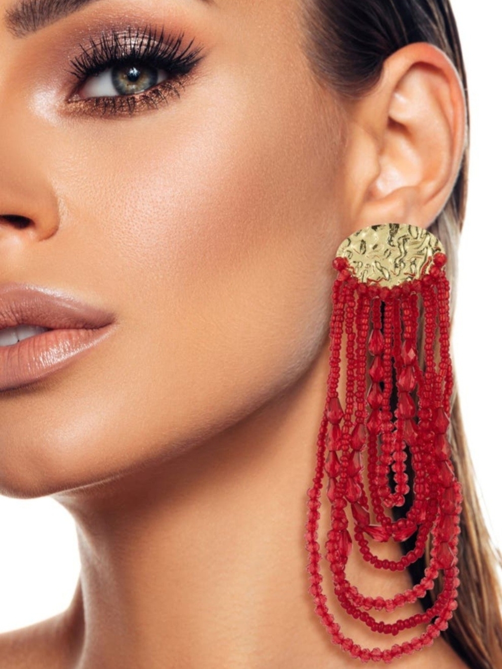 Beaded Fringe Drop Earrings